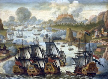 Bataille de la baie de Vigo 23 octobre 1702 Sea Warfare Peinture à l'huile
